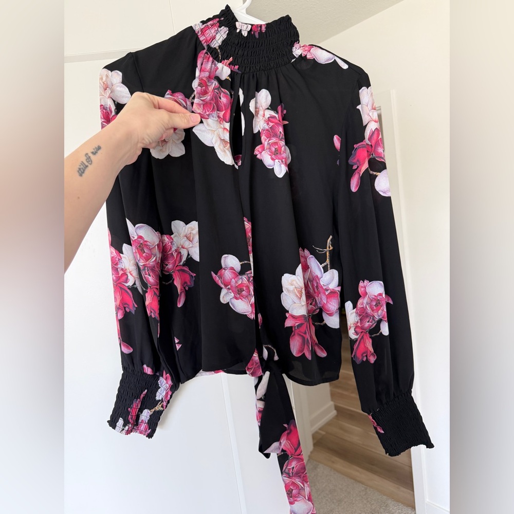 Floral Black and Pink Women's Top